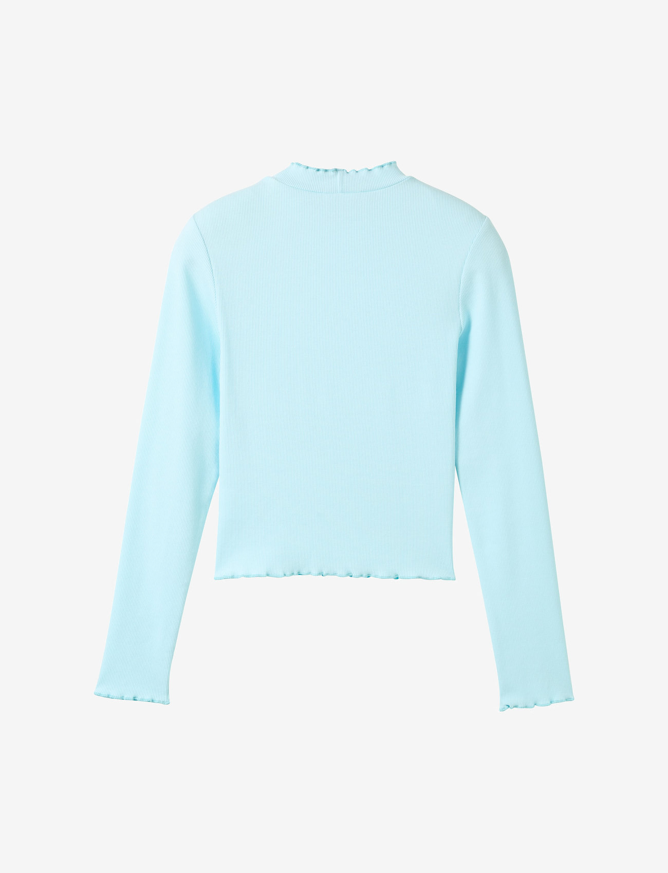 Tom Tailor - cropped rib longsleeve - long-sleeved t-shirts - soft pastel blue - 1