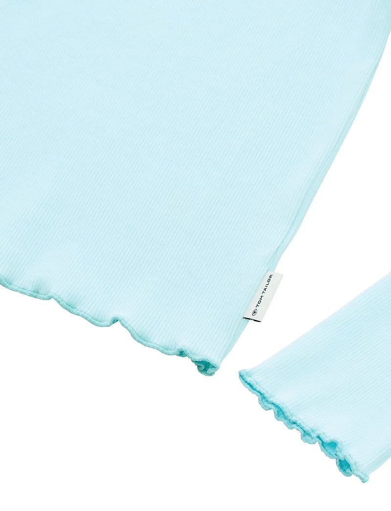 Tom Tailor - cropped rib longsleeve - long-sleeved t-shirts - soft pastel blue - 2