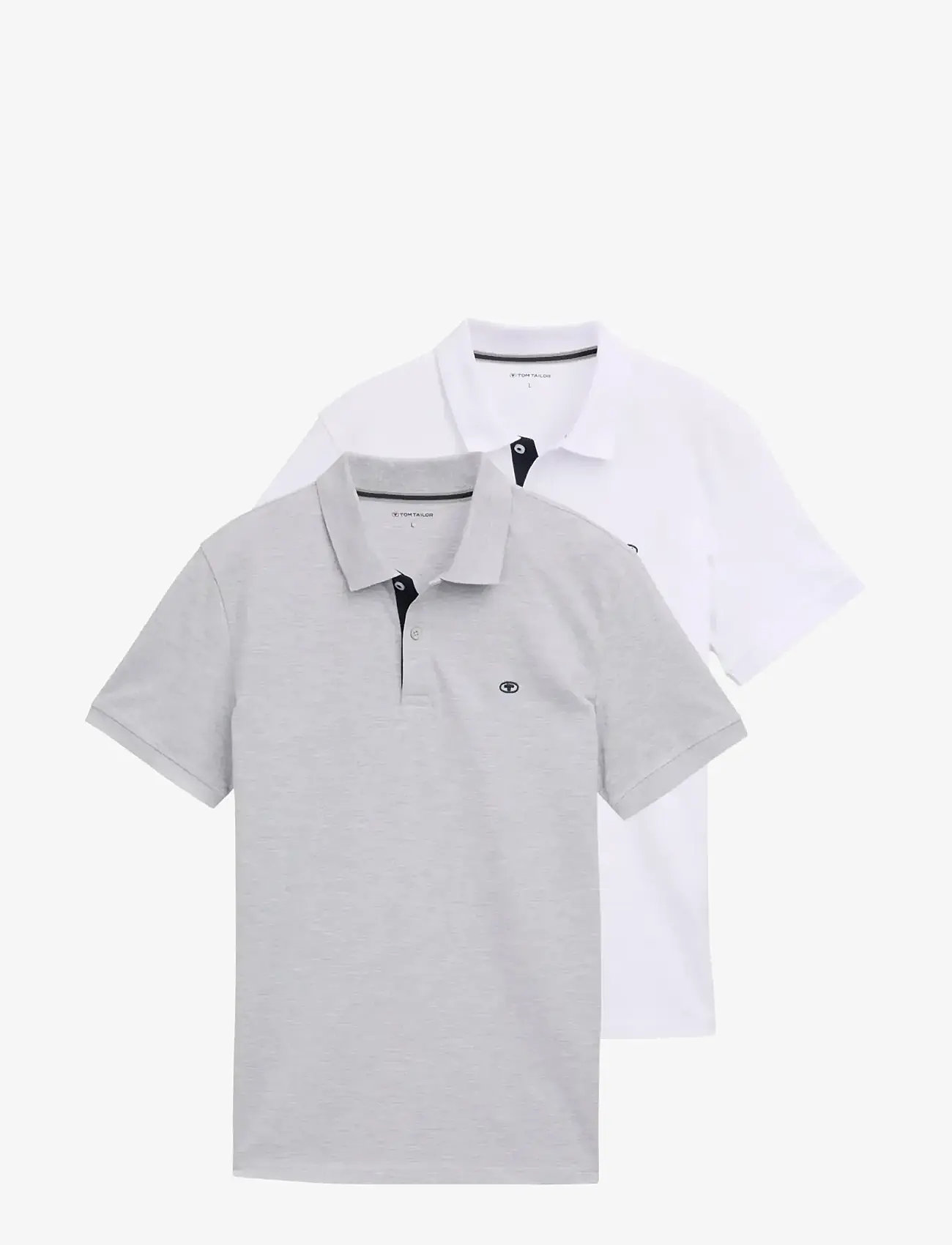 Tom Tailor - doublepack polo, packaging - kortärmade pikéer - light stone grey melange - 1
