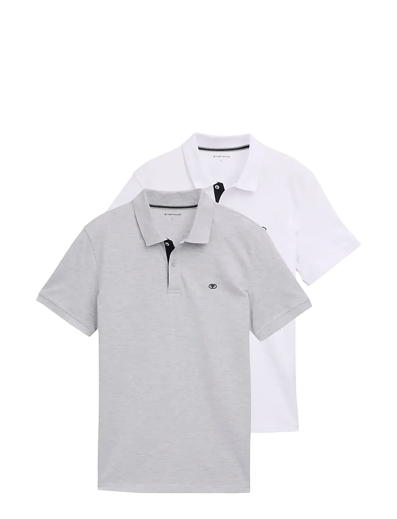 Tom Tailor - doublepack polo, packaging - kortärmade pikéer - light stone grey melange - 1