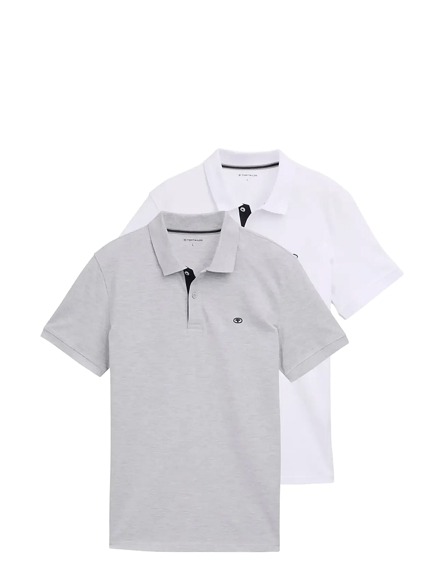 Tom Tailor - doublepack polo, packaging - lühikeste varrukatega polod - light stone grey melange - 1