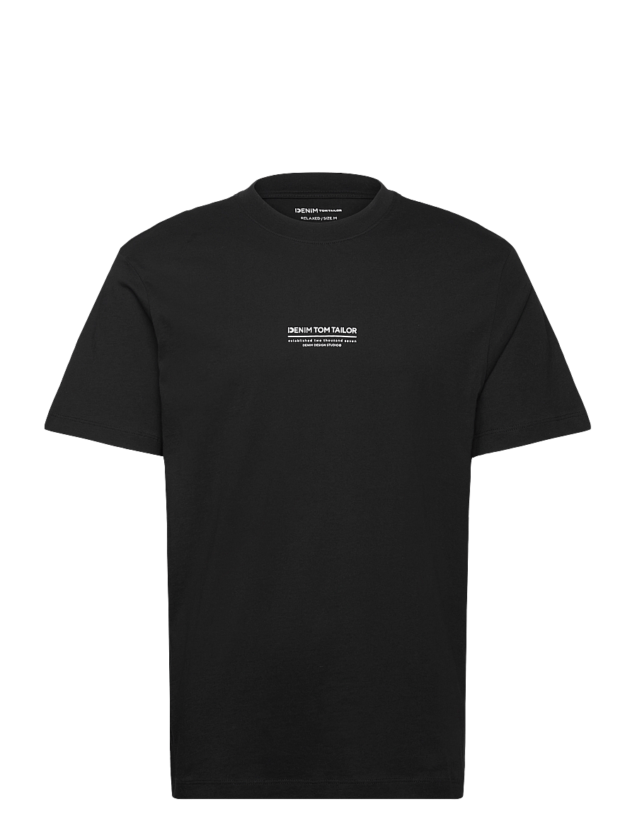 Tom Tailor - relaxed printed t-shirt - kortärmade t-shirts - black - 1