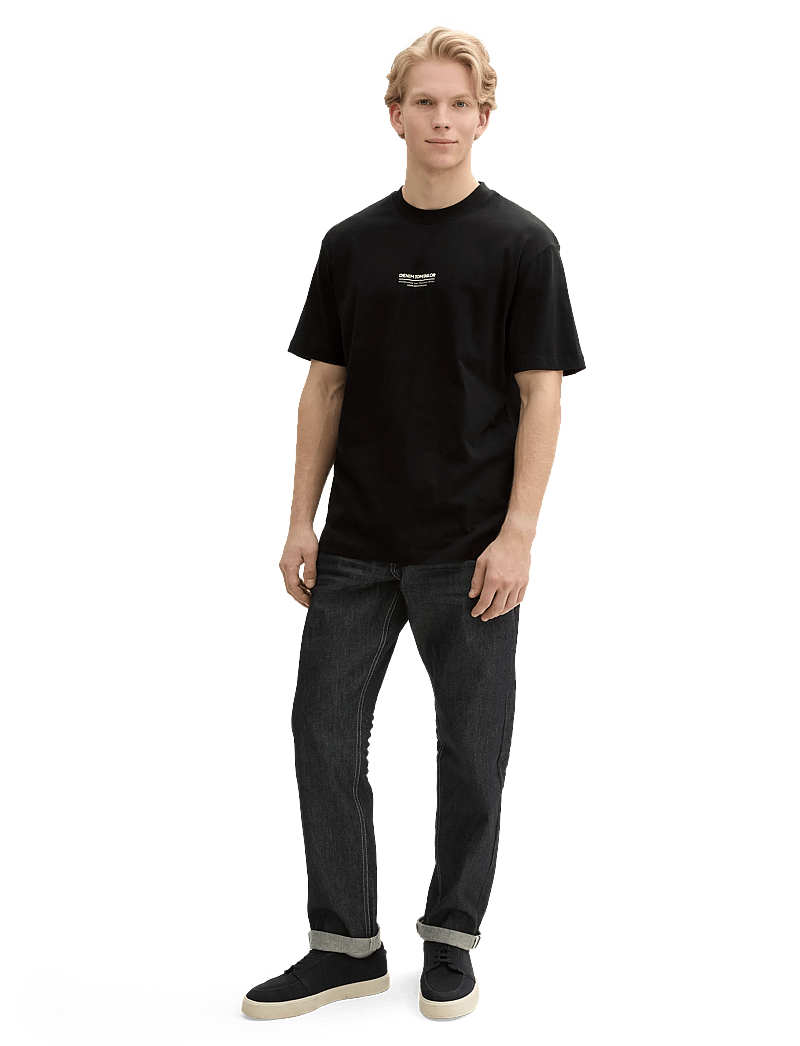 Tom Tailor - relaxed printed t-shirt - kortärmade t-shirts - black - 0
