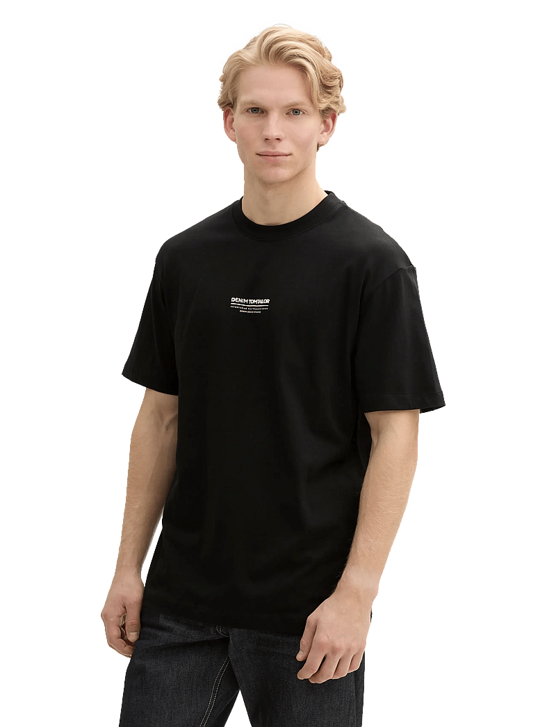 Tom Tailor - relaxed printed t-shirt - kortärmade t-shirts - black - 4