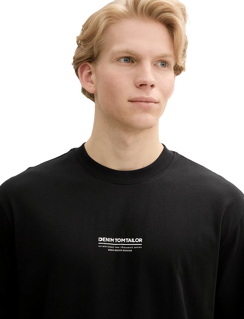 Tom Tailor - relaxed printed t-shirt - kortärmade t-shirts - black - 5