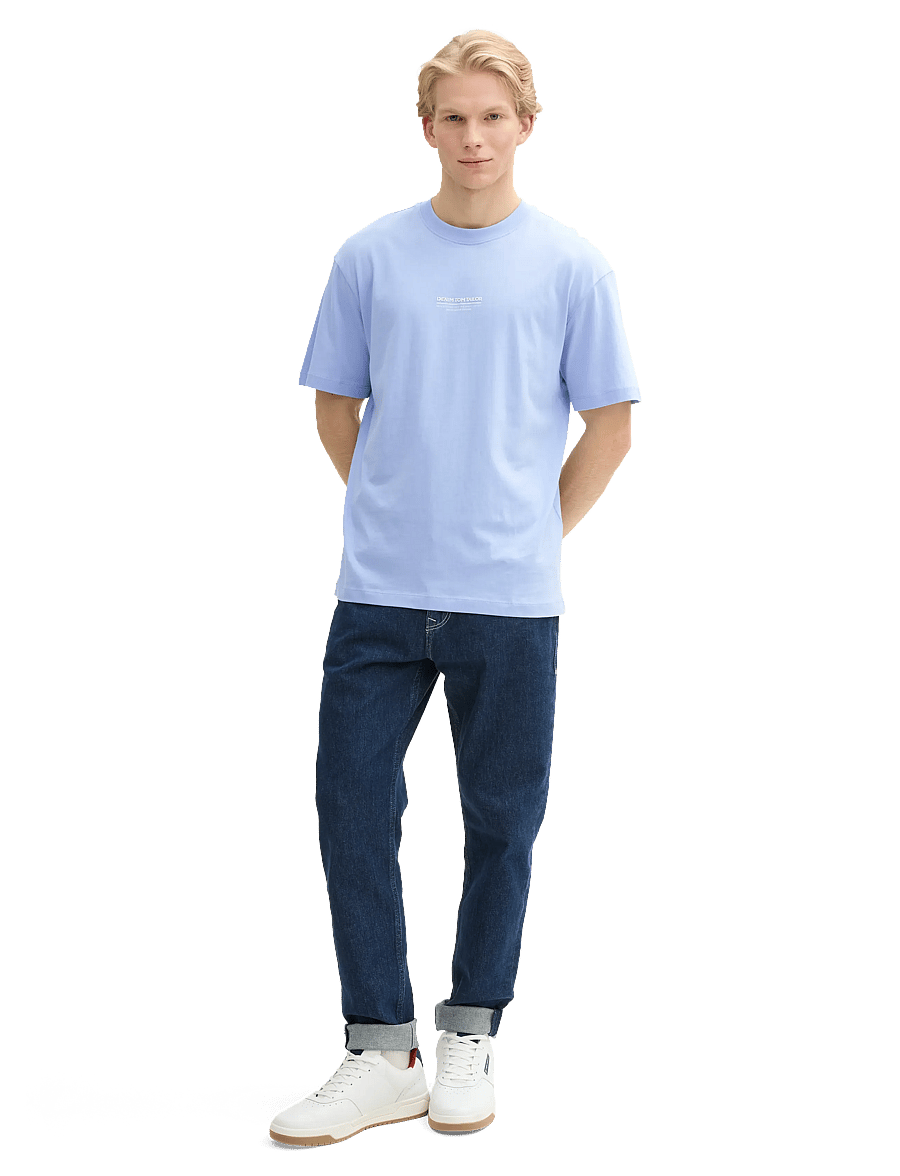 Tom Tailor - relaxed printed t-shirt - kortärmade t-shirts - brunnera blue - 0
