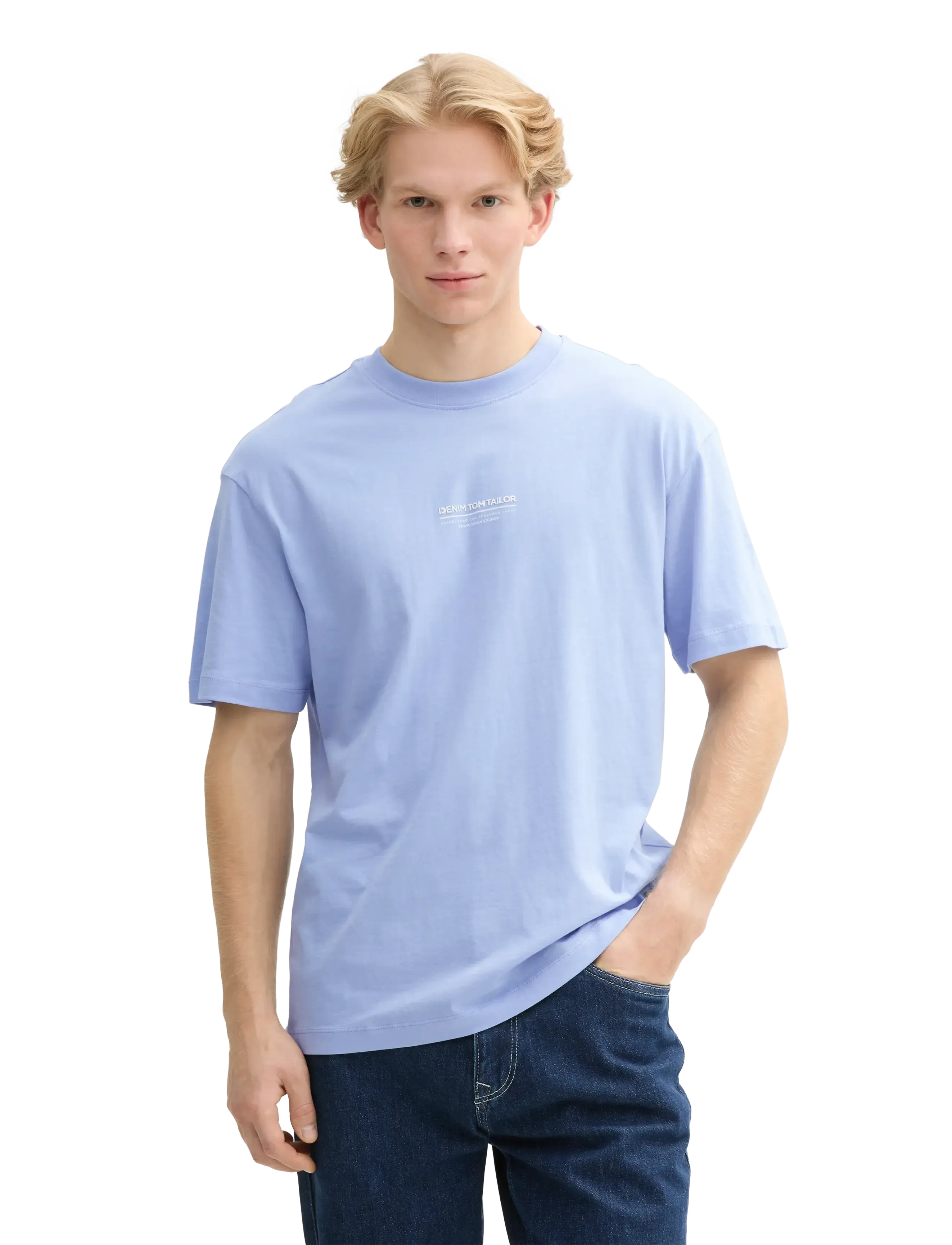 Tom Tailor - relaxed printed t-shirt - short-sleeved t-shirts - brunnera blue - 4