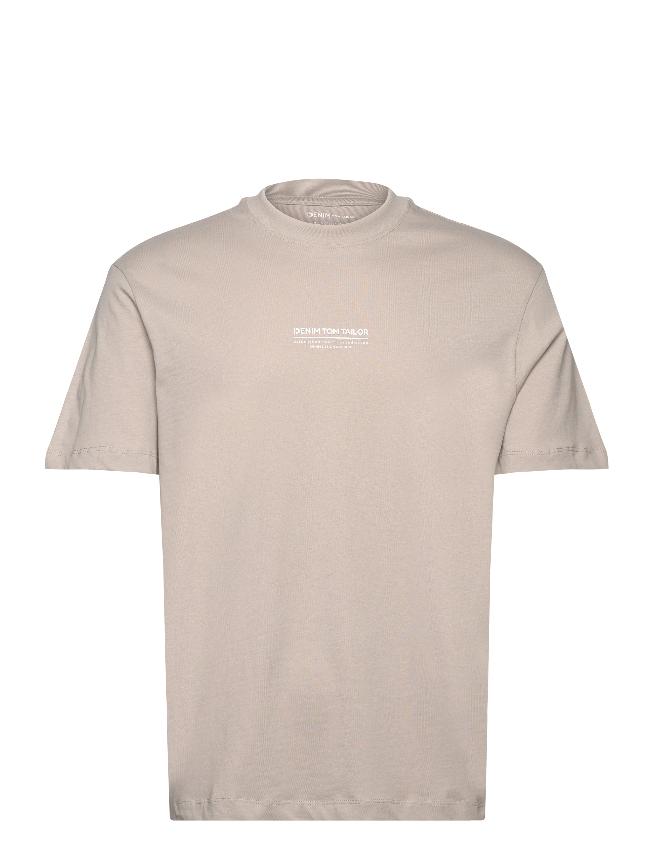 Tom Tailor relaxed printed t-shirt - Basic T-Shirts - LIGHT DOVE GREY / beige