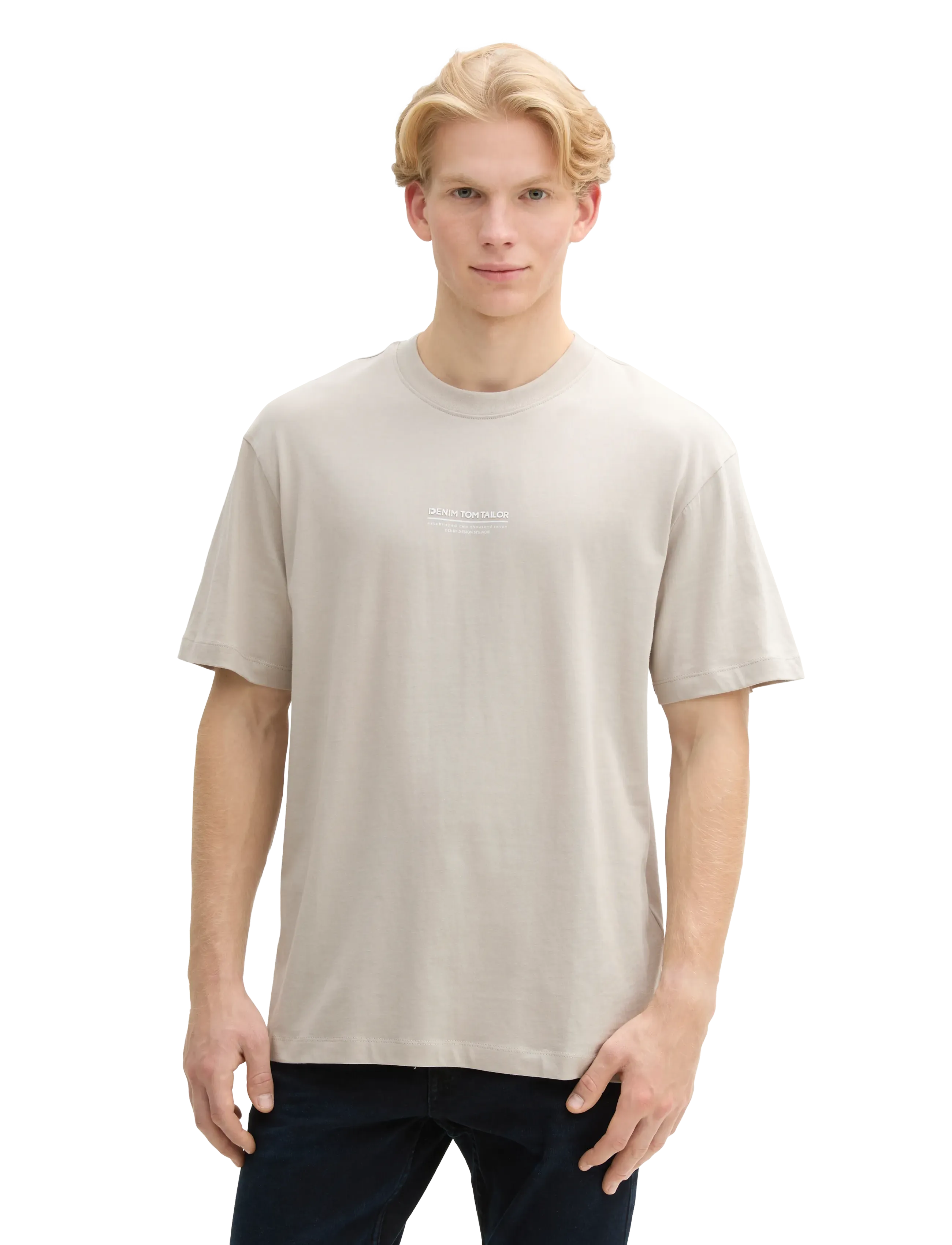 Tom Tailor - relaxed printed t-shirt - kurzärmelig - light dove grey - 4