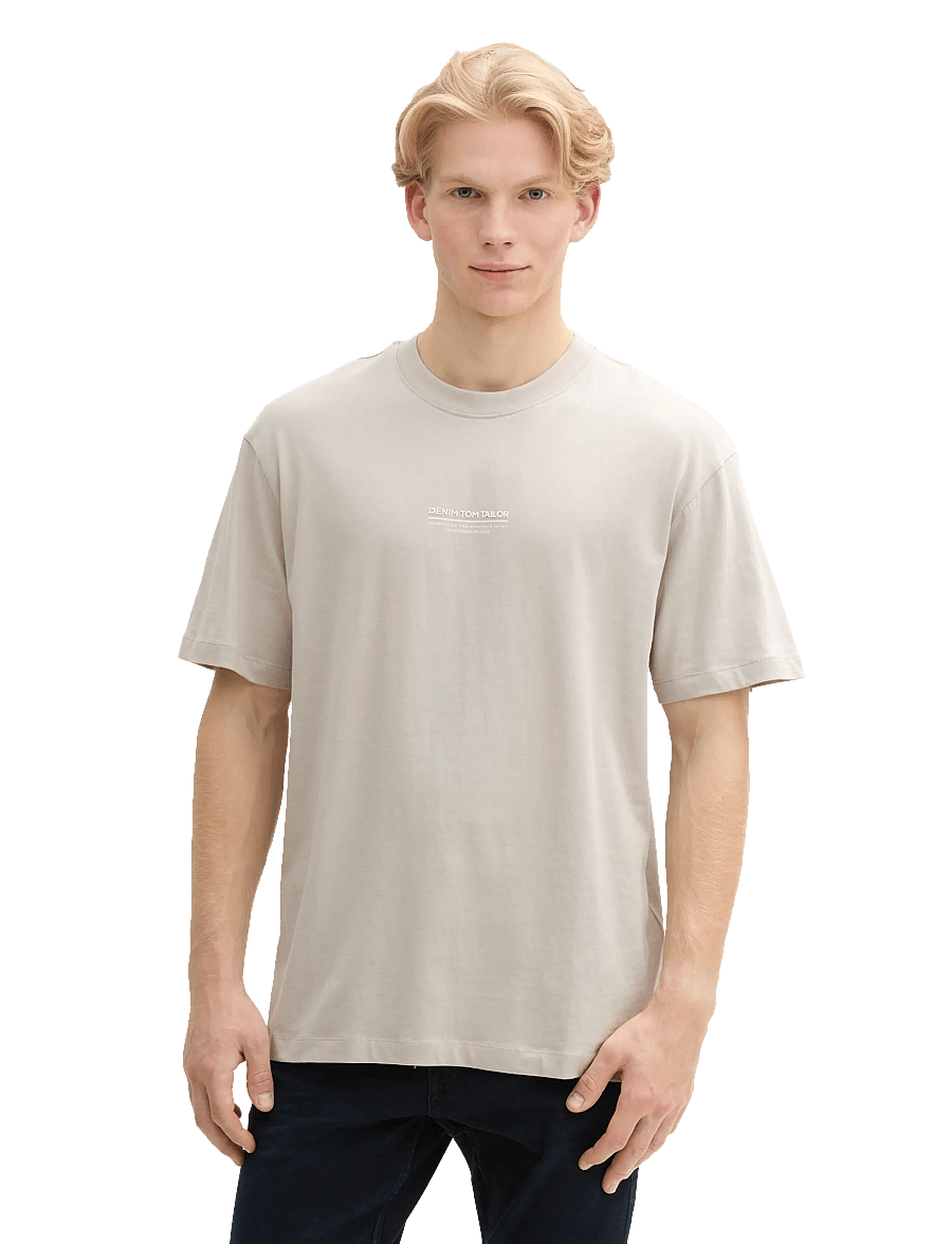 Tom Tailor - relaxed printed t-shirt - kurzärmelig - light dove grey - 4