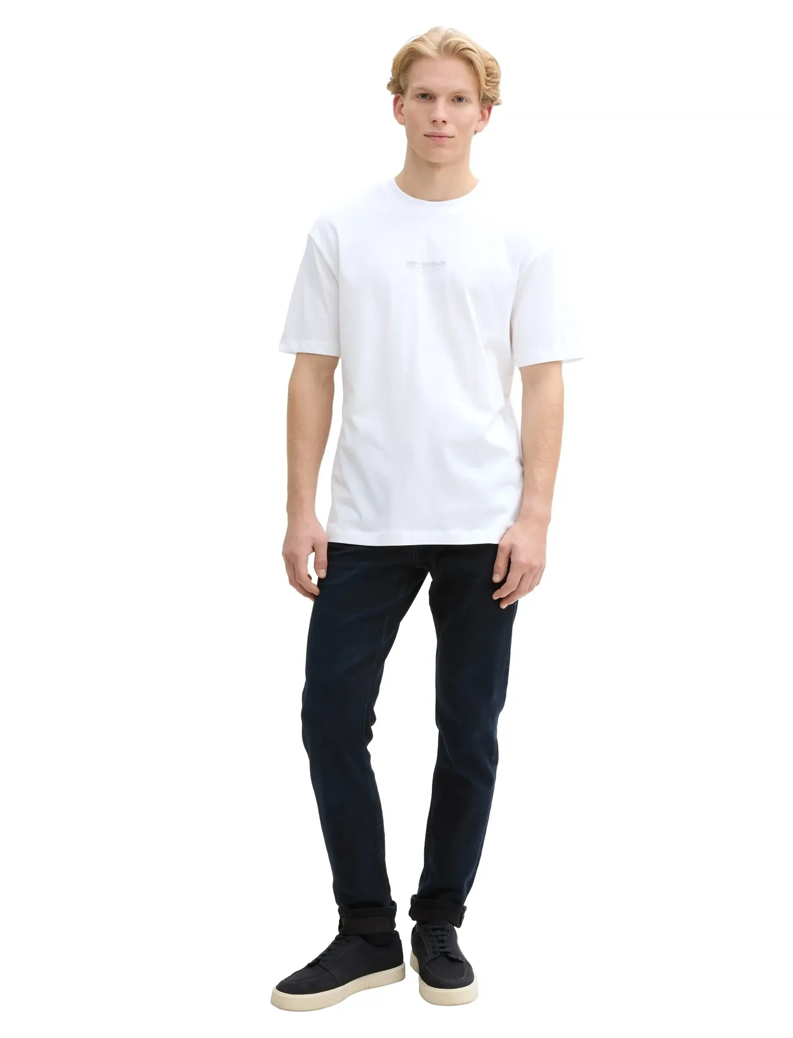 Tom Tailor Relaxed Printed T-Shirt, Mænd, Afslappet Printet T-Shirt, Hvid, Str: XXL