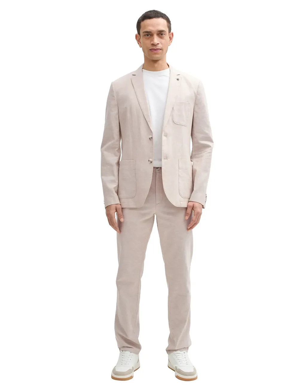 Tom Tailor - linen blazer - einreiher - silver ecru chambray - 0