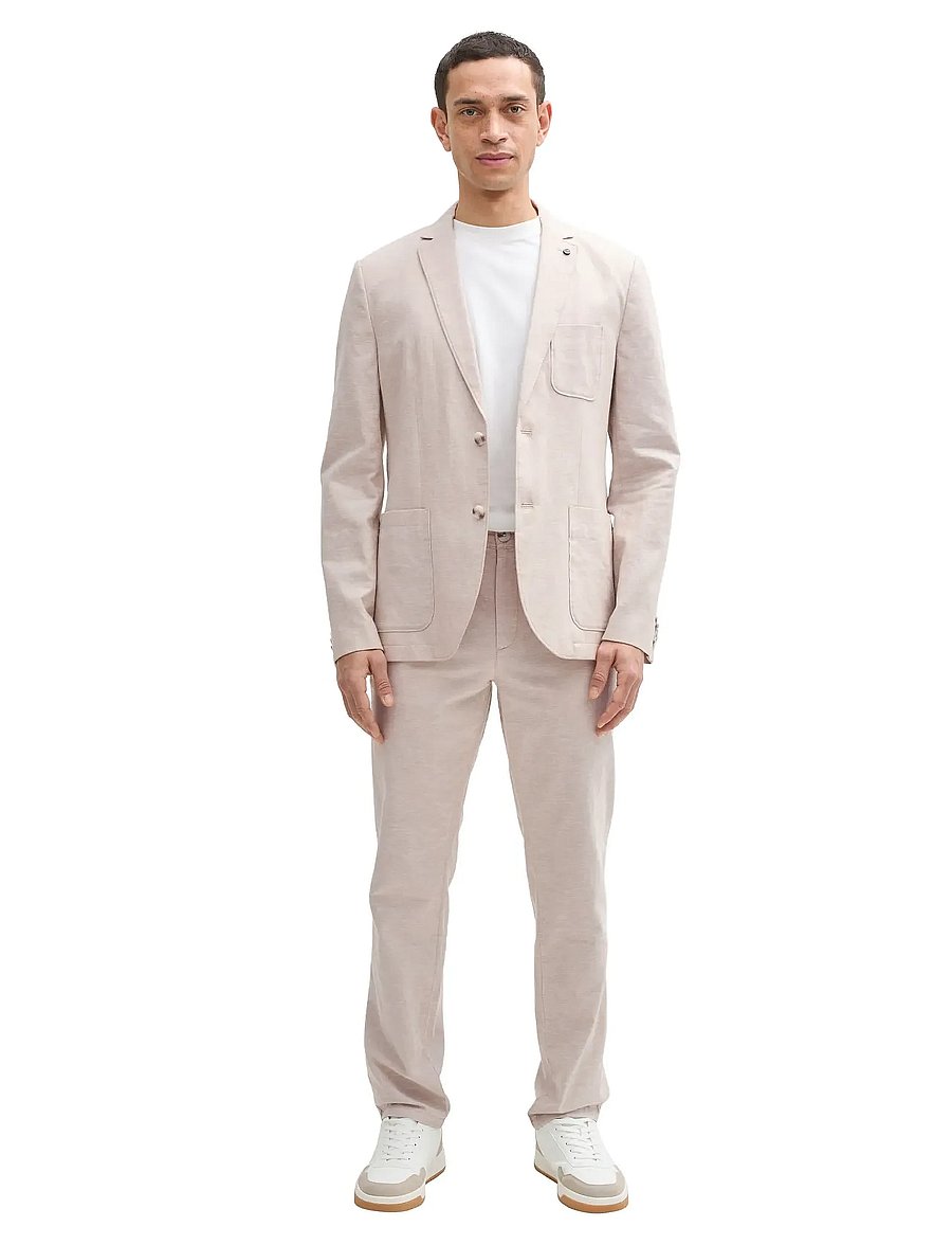 Tom Tailor - linen blazer - Ühe rinnatisega pintsakud - silver ecru chambray - 0