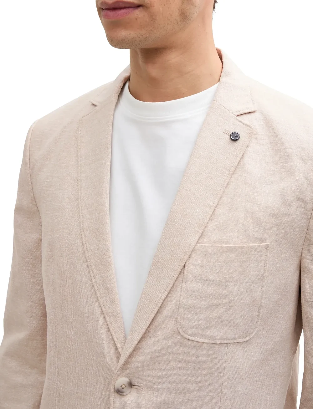 Tom Tailor - linen blazer - einreiher - silver ecru chambray - 4
