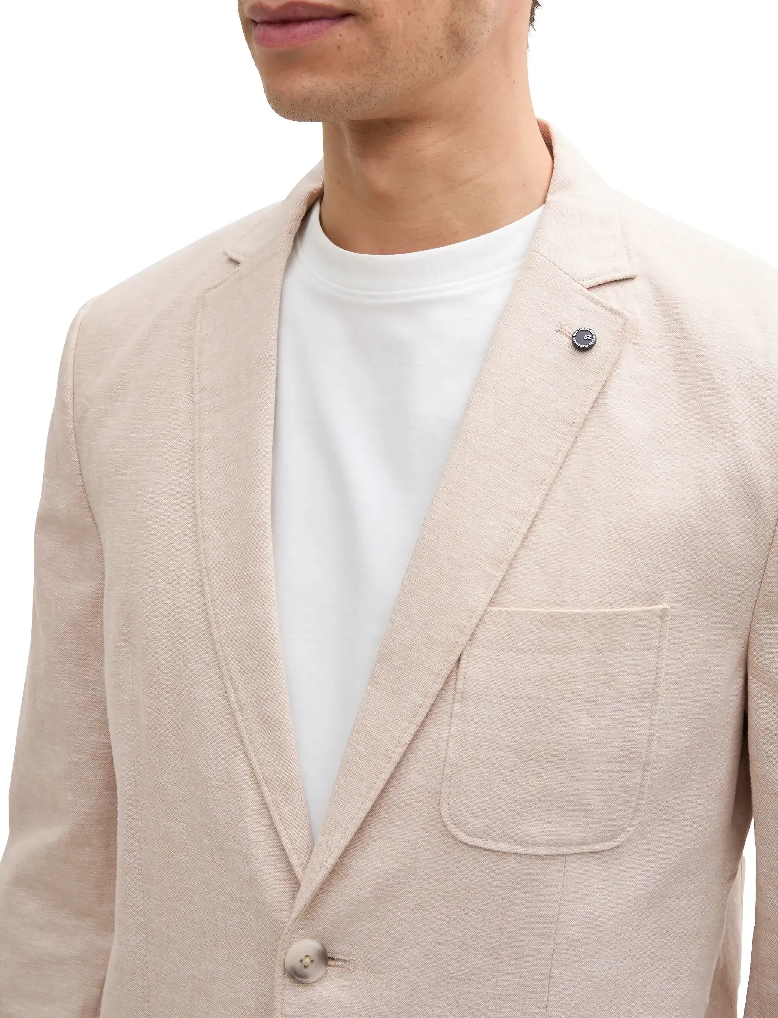 Tom Tailor - linen blazer - Ühe rinnatisega pintsakud - silver ecru chambray - 4