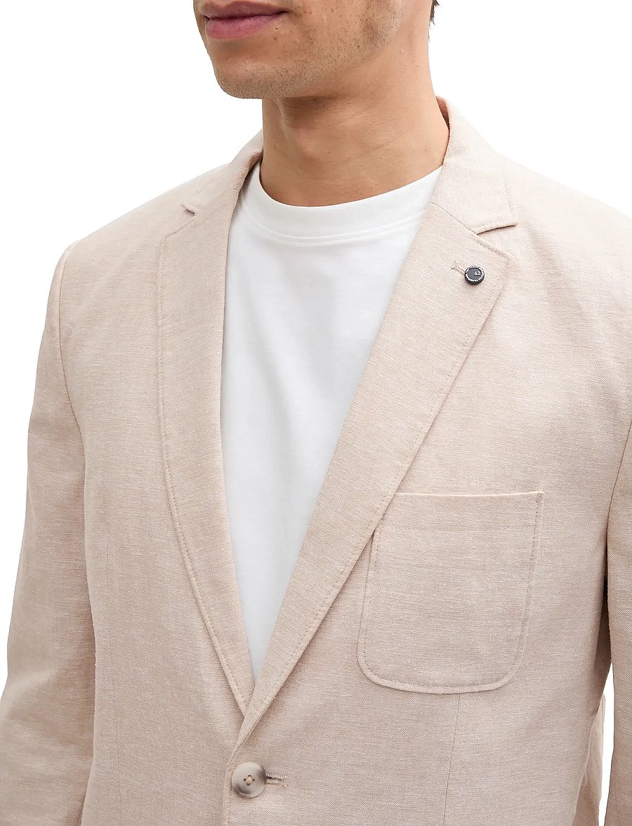 Tom Tailor - linen blazer - Ühe rinnatisega pintsakud - silver ecru chambray - 4