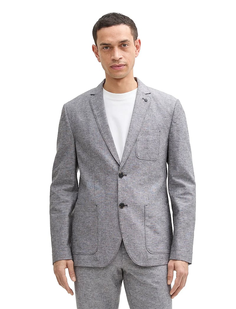 Tom Tailor - linen blazer - enkelknäppta kavajer - tarmac grey chambray - 3