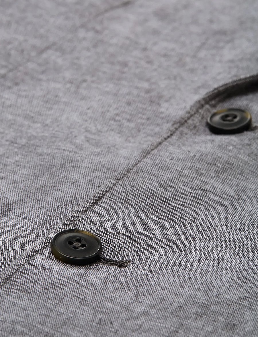 Tom Tailor - linen blazer - Ühe rinnatisega pintsakud - tarmac grey chambray - 5
