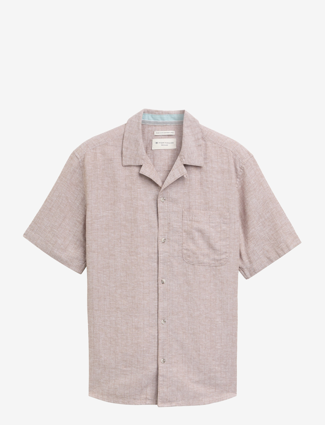 Tom Tailor - structured cotton linen shirt - hørskjorter - mocha brown chambray - 1