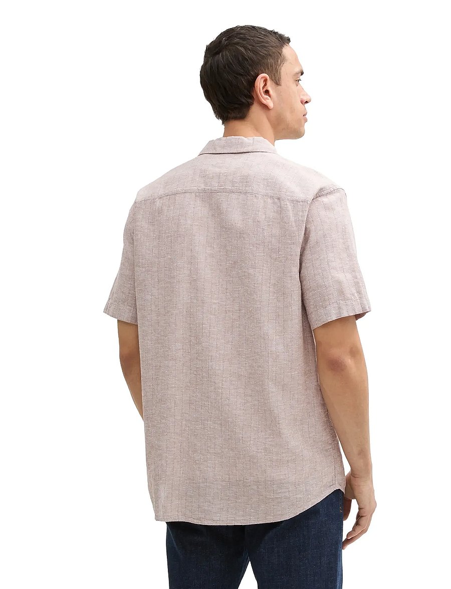 Tom Tailor - structured cotton linen shirt - leinenhemden - mocha brown chambray - 2