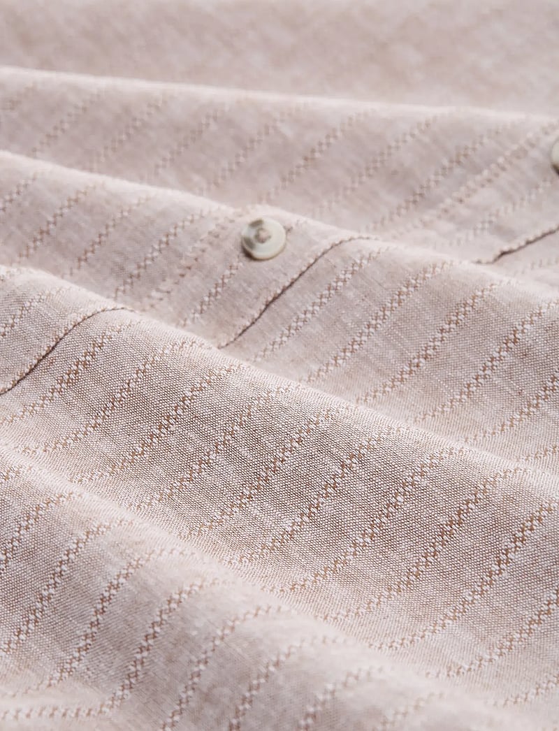 Tom Tailor - structured cotton linen shirt - hørskjorter - mocha brown chambray - 5