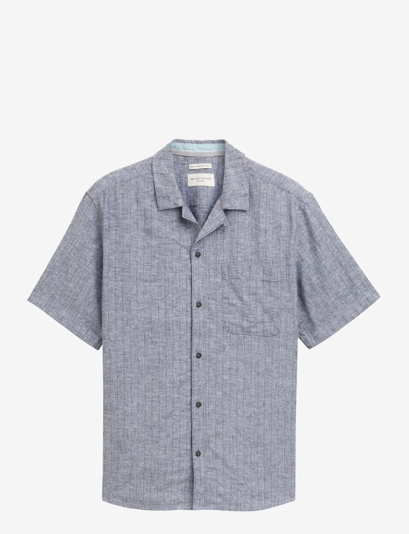 Tom Tailor - structured cotton linen shirt - leinenhemden - navy chambray - 1