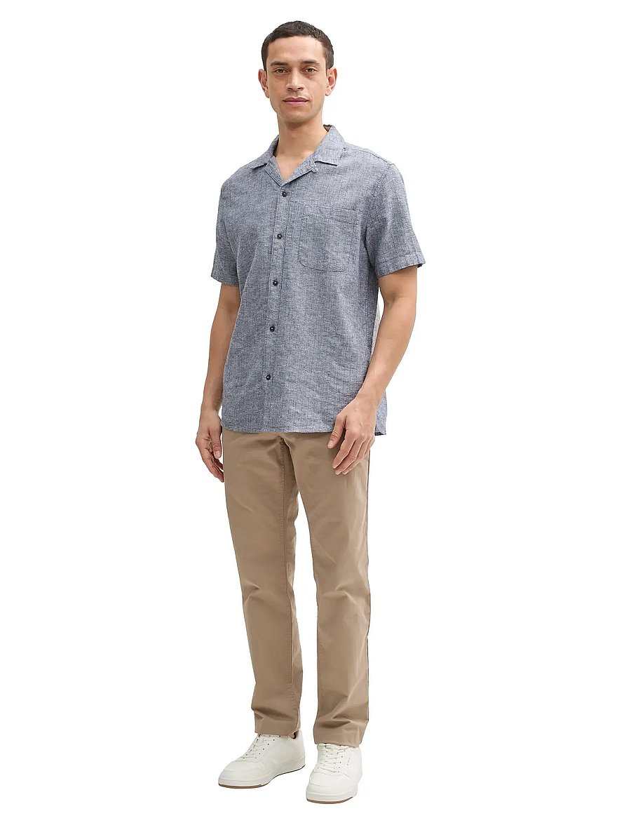 Tom Tailor - structured cotton linen shirt - navy chambray - 0