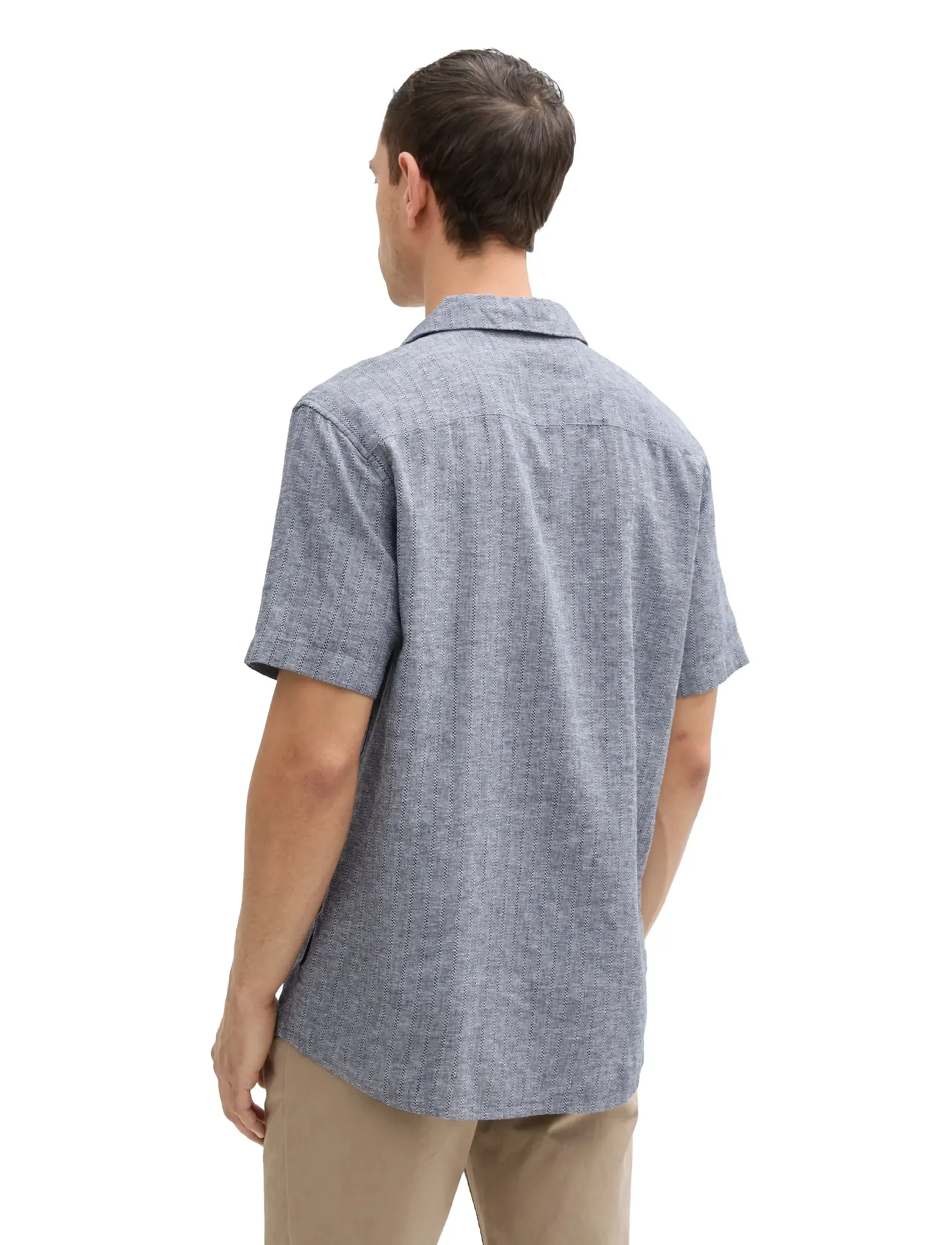 Tom Tailor - structured cotton linen shirt - navy chambray - 2