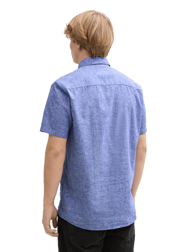 Tom Tailor - cotton linen shirt - royal blue chambray - 3