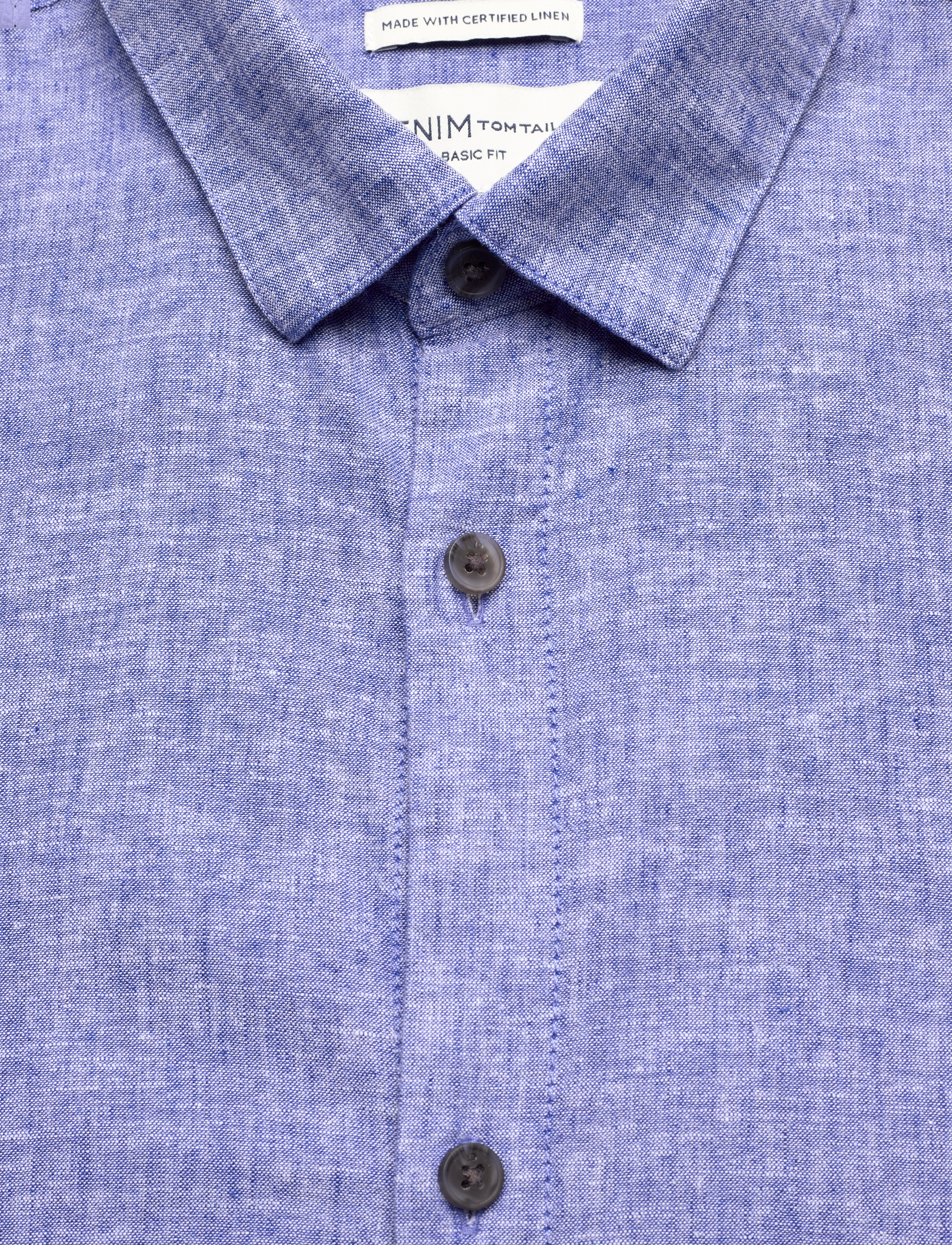 Tom Tailor - cotton linen shirt - royal blue chambray - 5