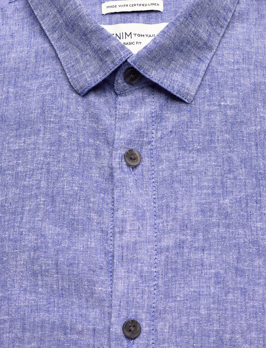 Tom Tailor - cotton linen shirt - royal blue chambray - 5