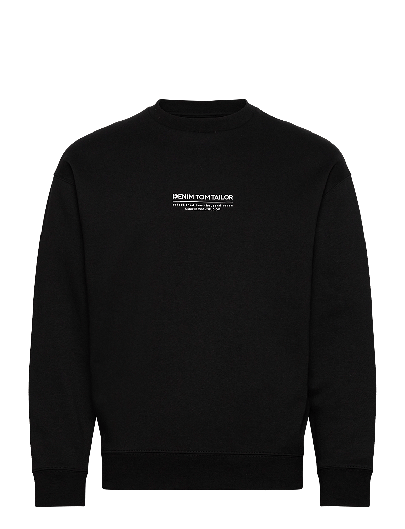 Tom Tailor - relaxed printed crewneck sweatshirt - kollektsioonid - black - 0