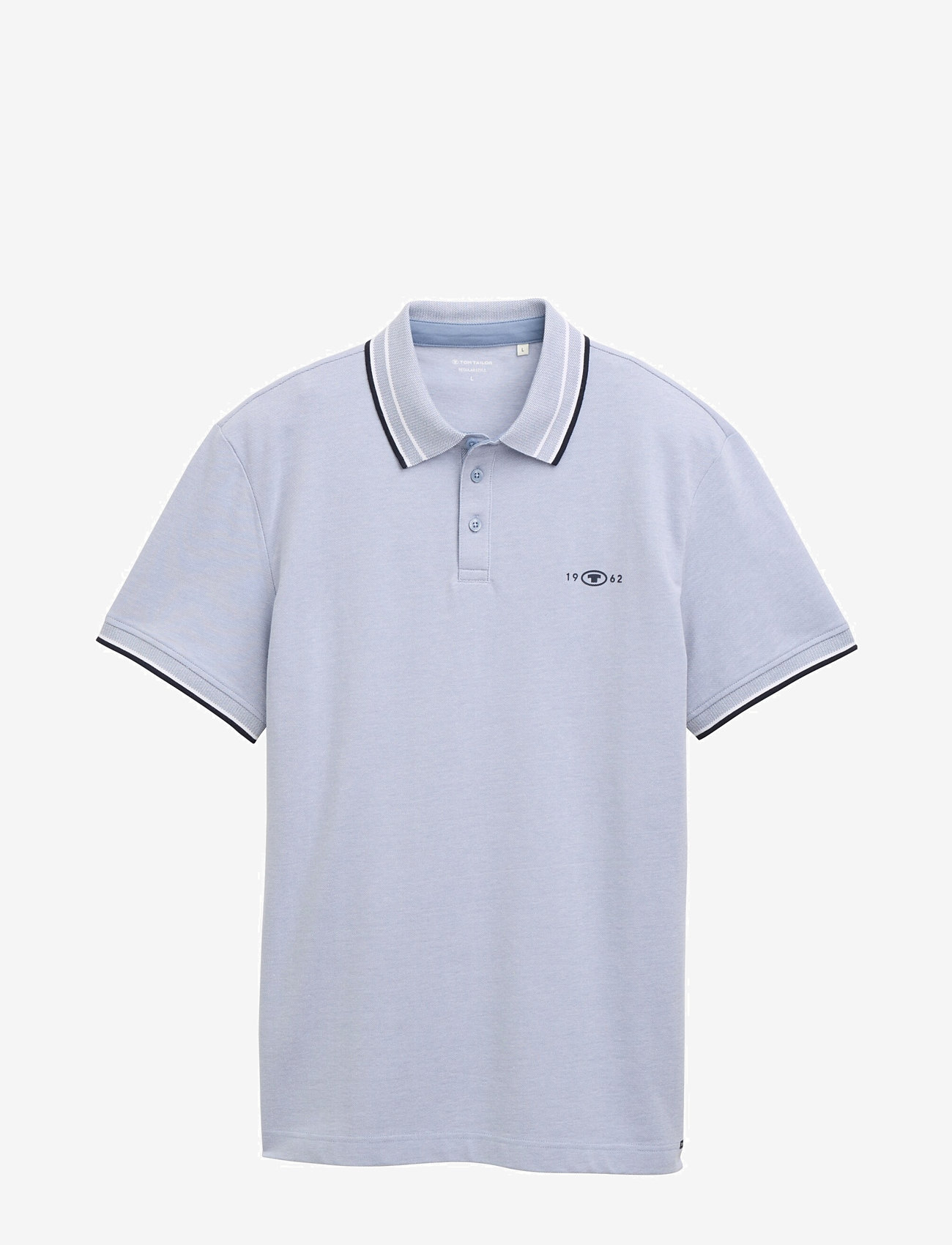 Tom Tailor - polo with print - lühikeste varrukatega polod - dove blue white two tone pique - 1