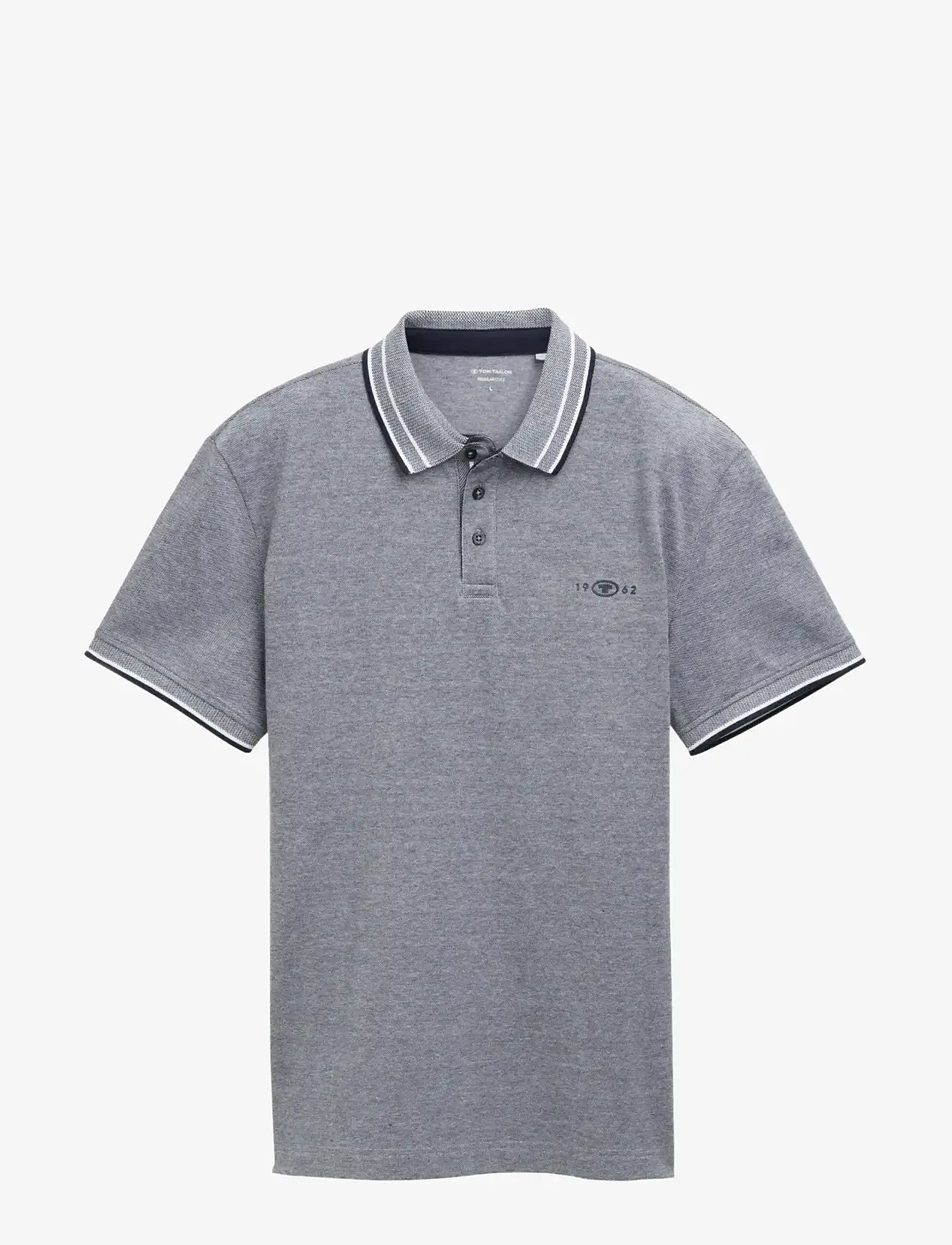 Tom Tailor - polo with print - die niedrigsten preise - navy white two tone pique - 0