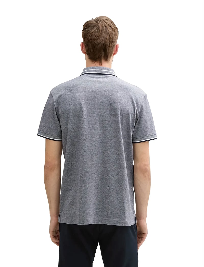 Tom Tailor - polo with print - korte mouwen - navy white two tone pique - 2