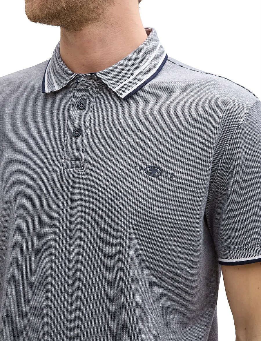 Tom Tailor - polo with print - kurzärmelig - navy white two tone pique - 3