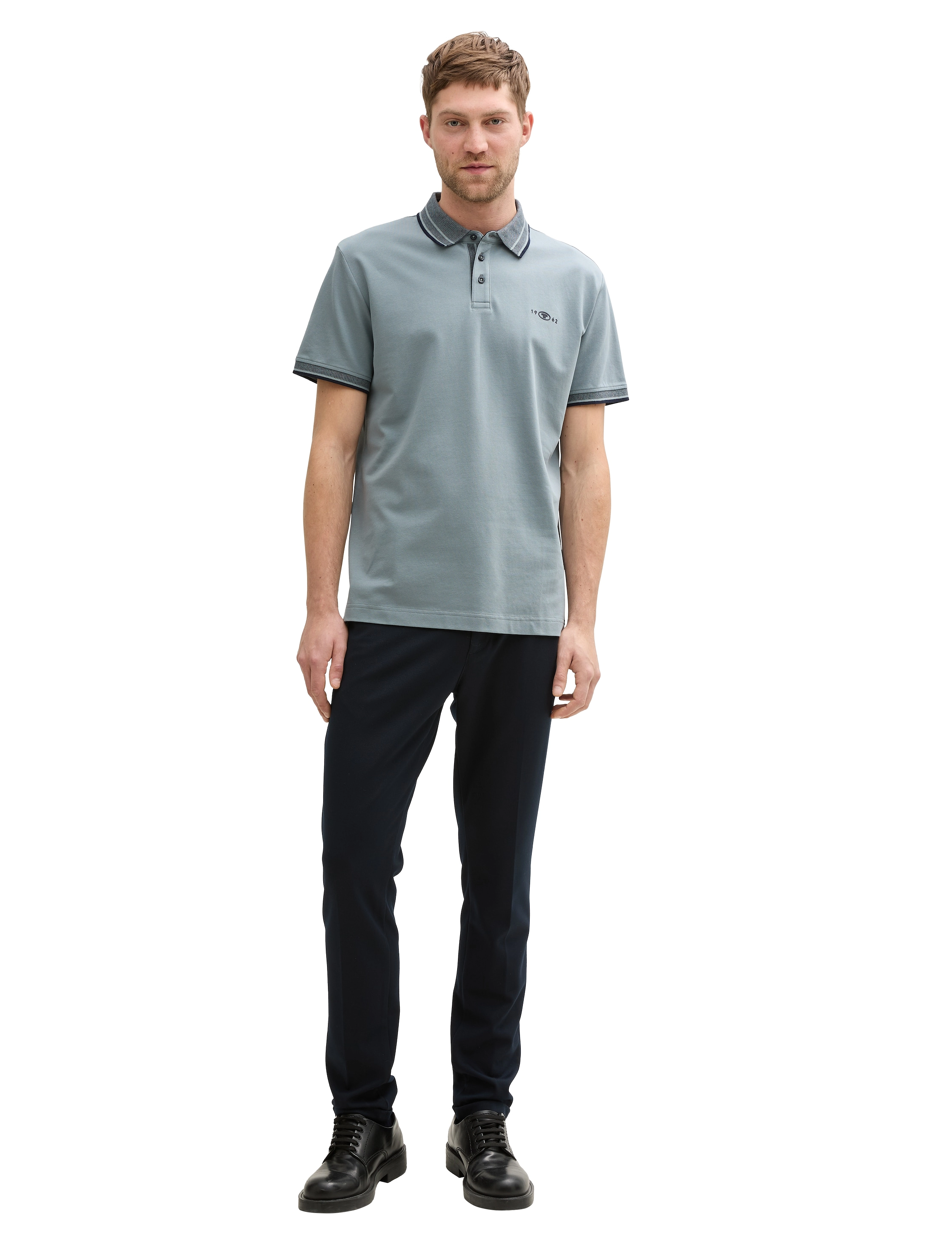 Tom Tailor polo with print - Poloskjorter - GREY MINT / blue