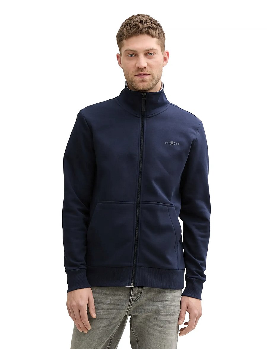 Tom Tailor - printed stand-up sweat jacket - efterårsjakker - sky captain blue - 4