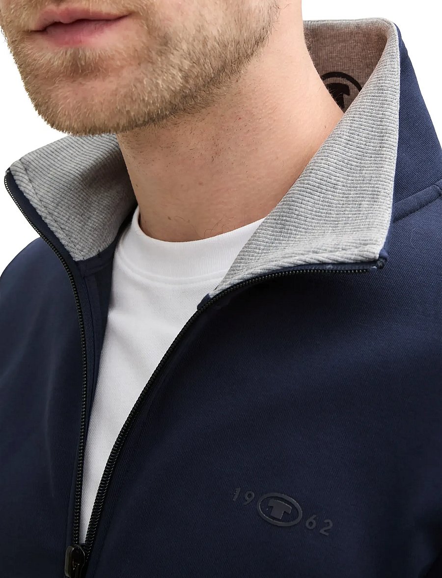Tom Tailor - printed stand-up sweat jacket - efterårsjakker - sky captain blue - 5