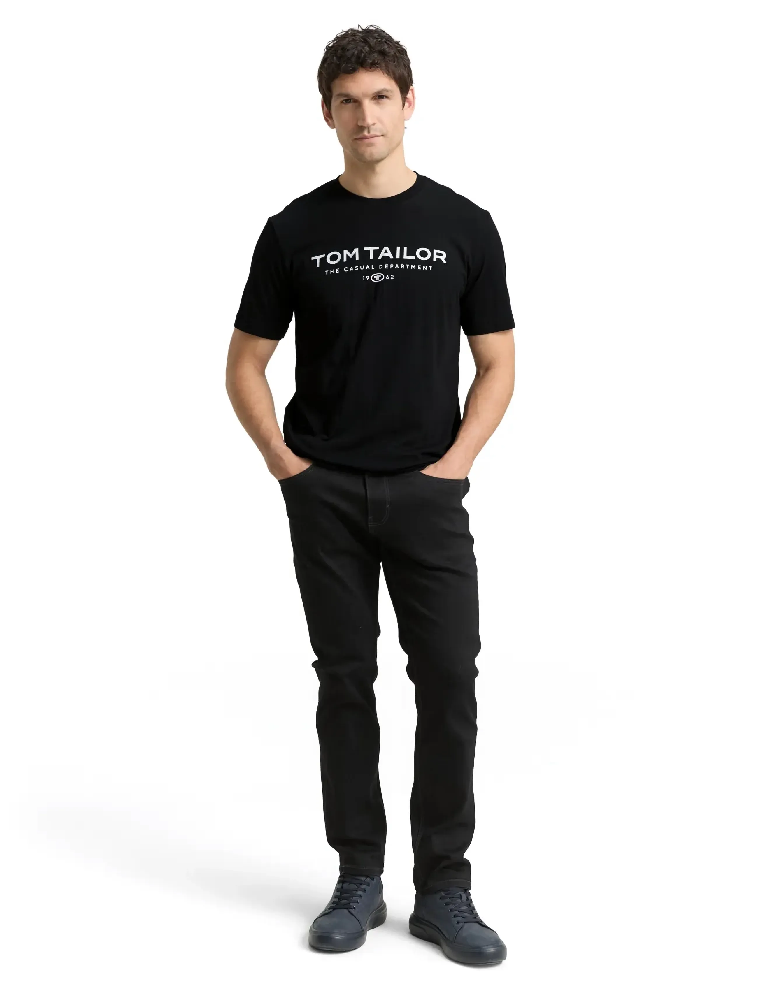 Tom Tailor T-Shirt With Print, L, T-shirts, Schwarz - Short-sleeved, Männerswear