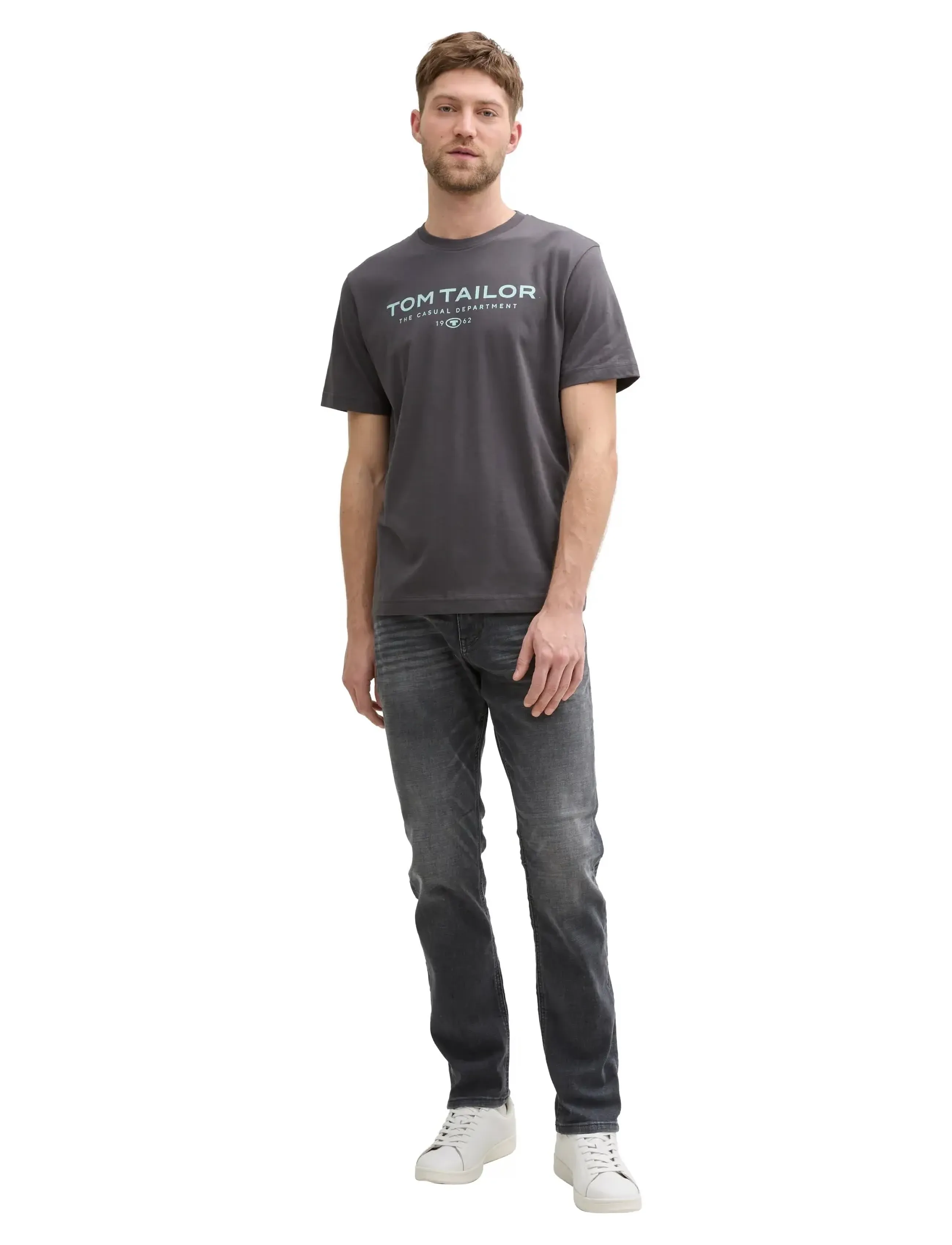 Tom Tailor T-Shirt With Print, M, T-shirts, Grau - Short-sleeved, Männerswear