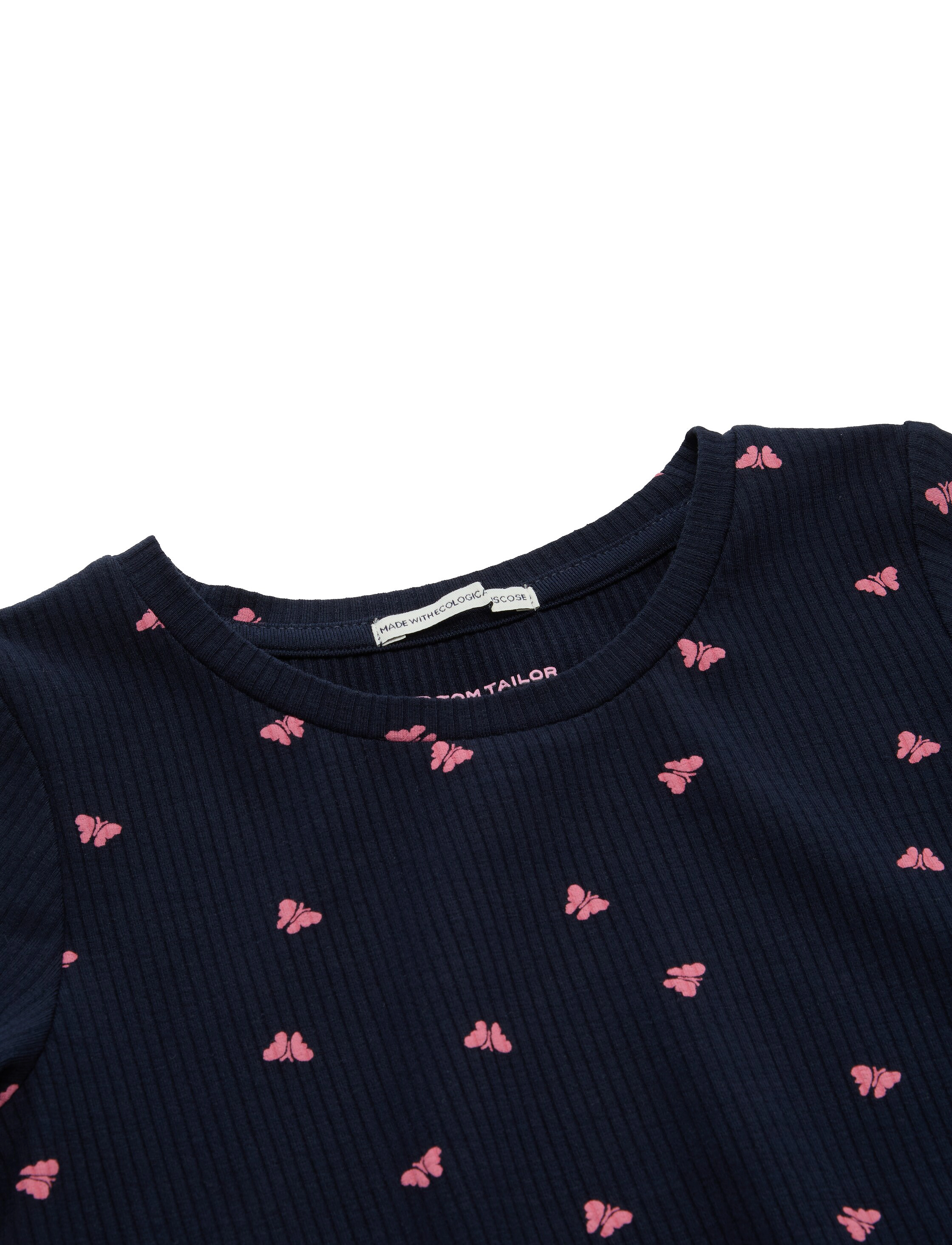 Tom Tailor - all over printed rib dress - dark blue pink butterfly - 2