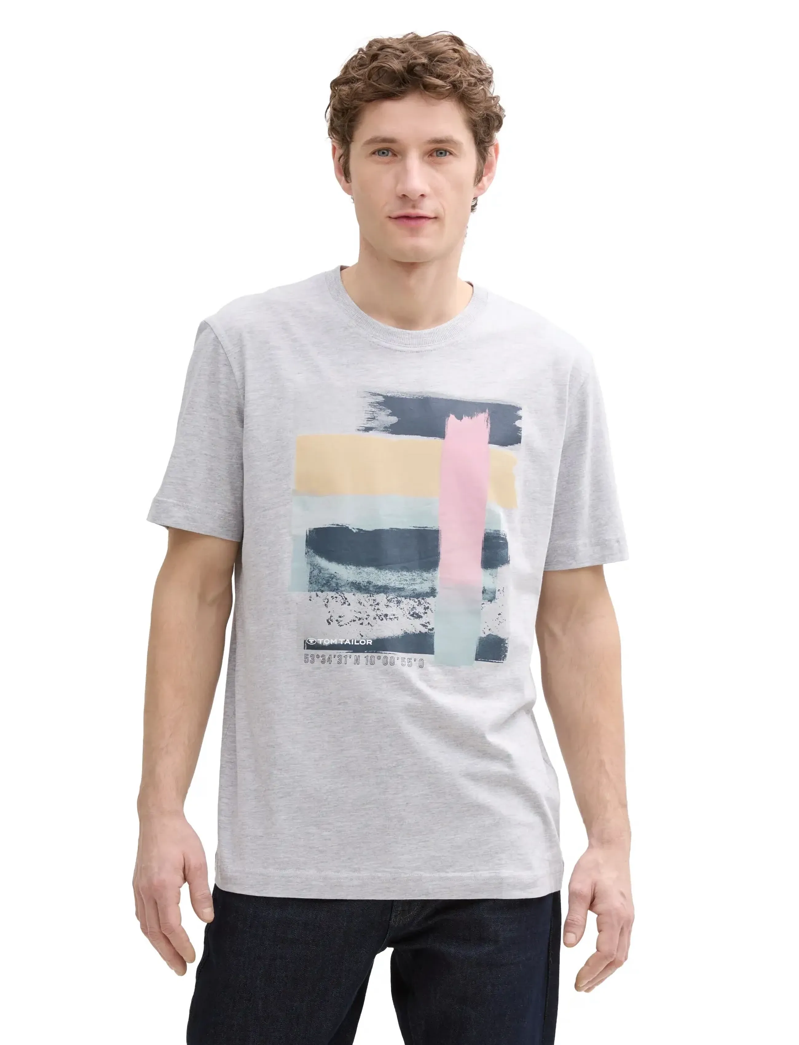 Tom Tailor - printed t-shirt - laveste priser - light stone grey melange - 3