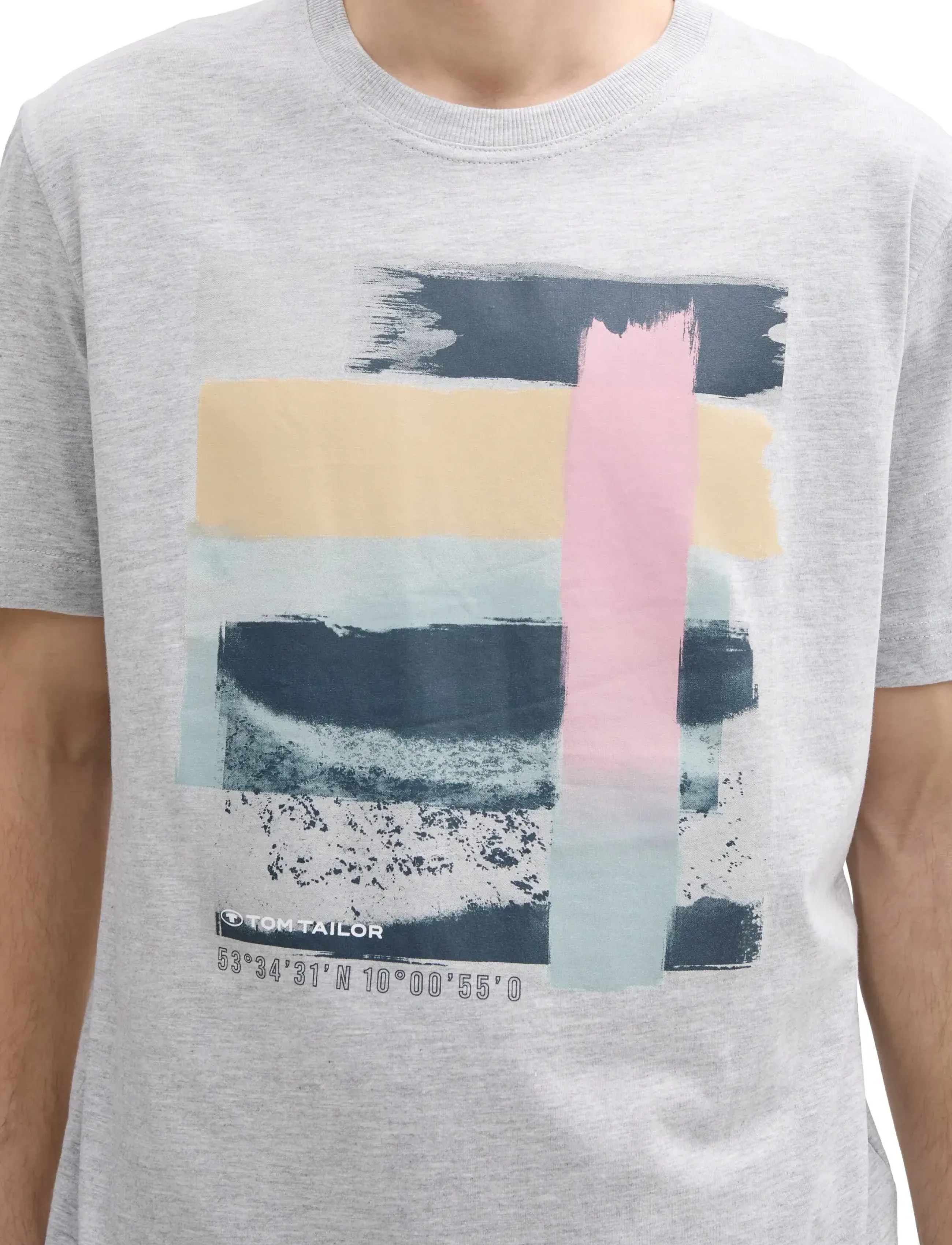 Tom Tailor - printed t-shirt - laveste priser - light stone grey melange - 4