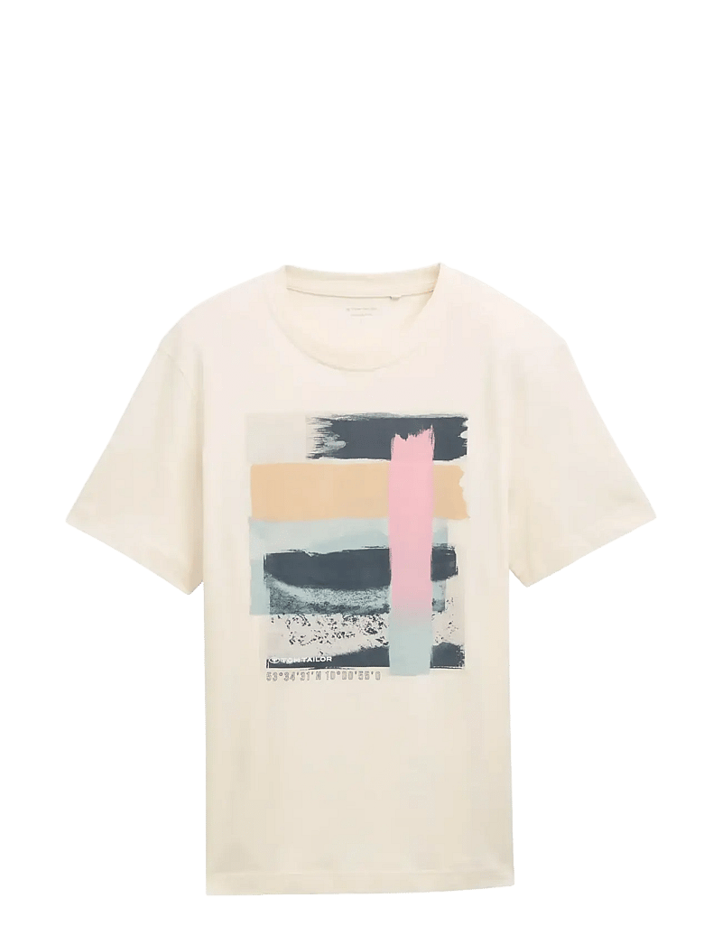 Tom Tailor - printed t-shirt - kortärmade t-shirts - vintage beige - 1