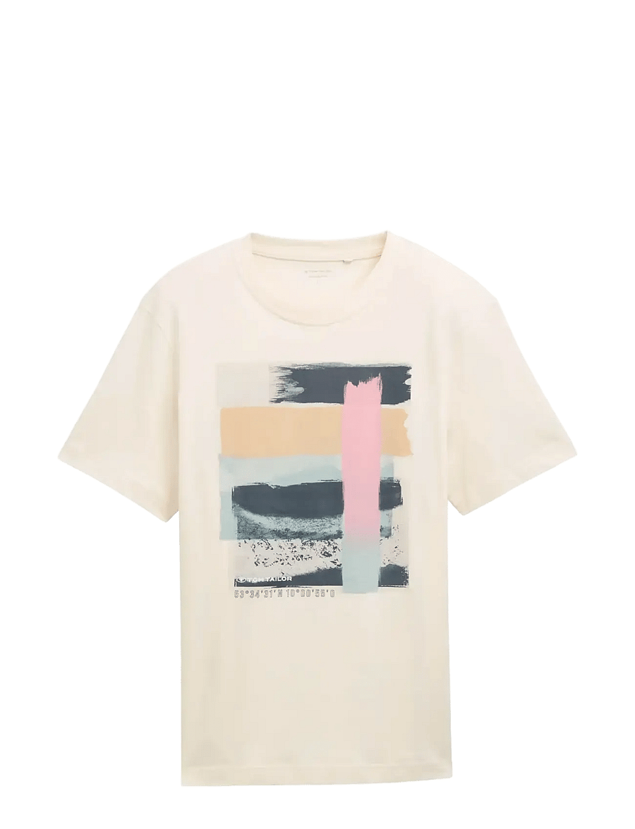 Tom Tailor - printed t-shirt - kortærmede t-shirts - vintage beige - 1