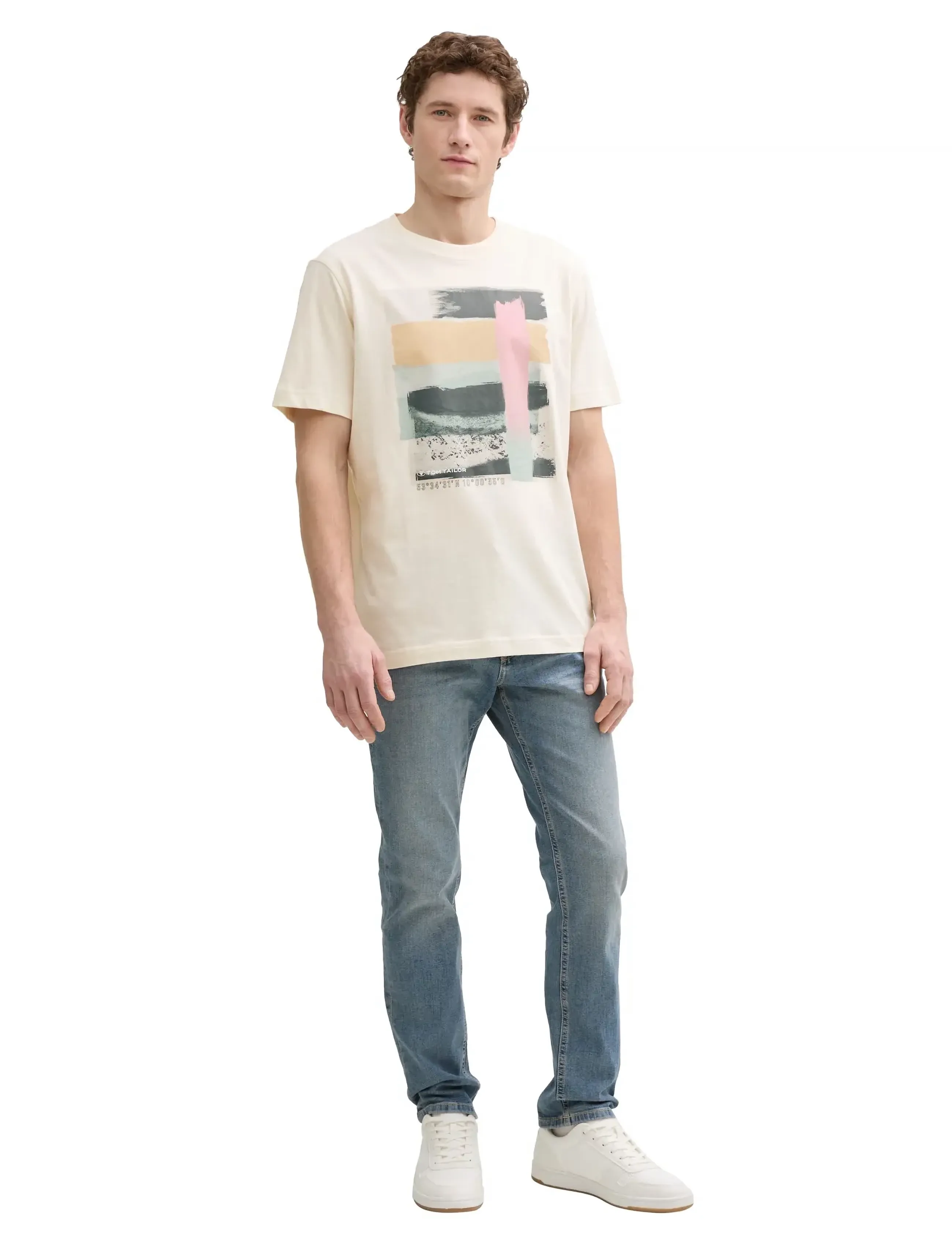 Tom Tailor printed t-shirt - T-Shirts - VINTAGE BEIGE / cream