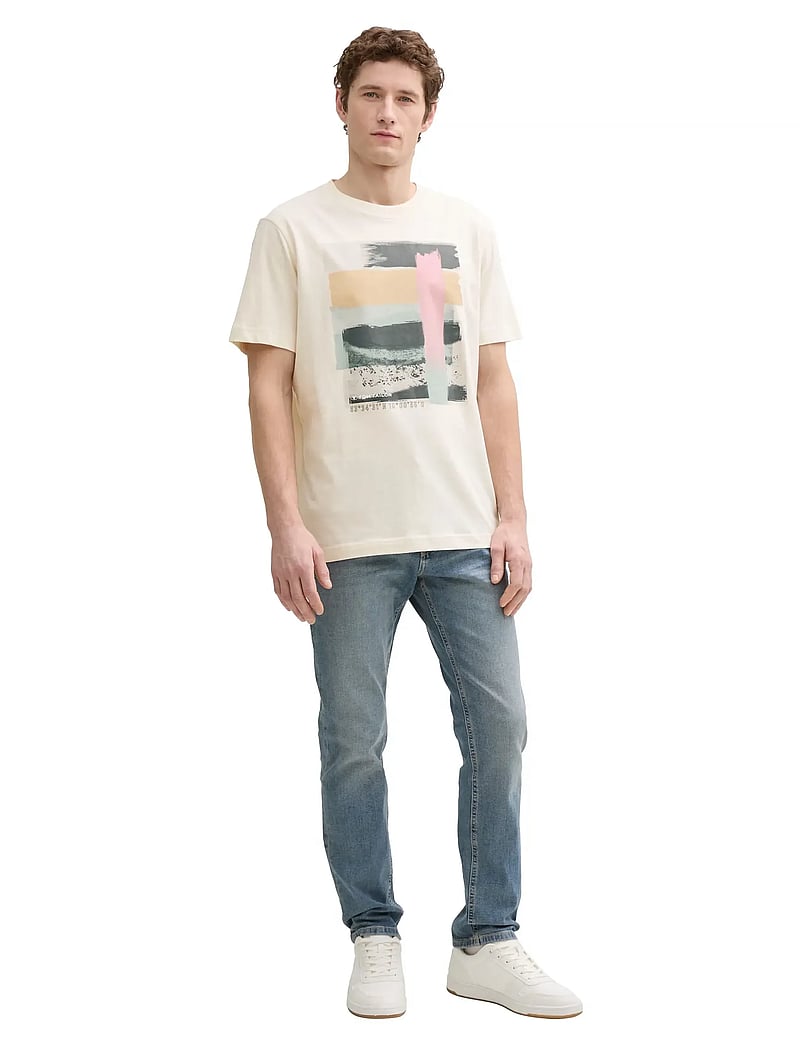 Tom Tailor - printed t-shirt - kortärmade t-shirts - vintage beige - 0