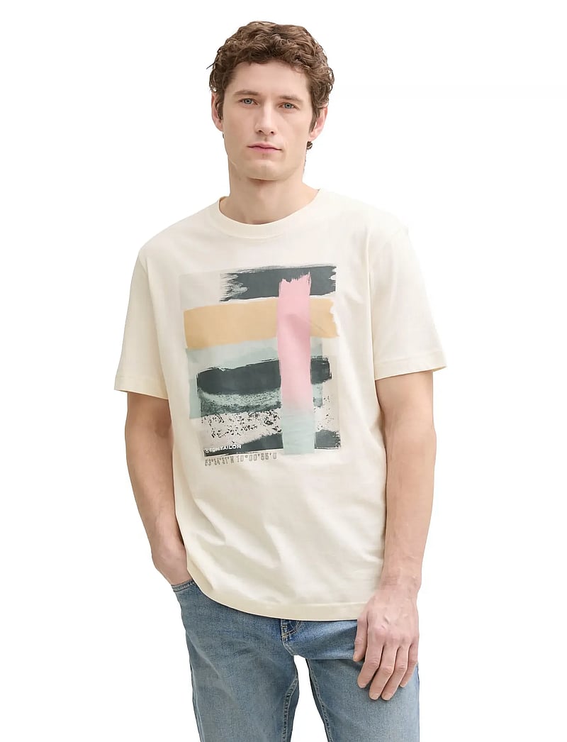 Tom Tailor - printed t-shirt - kortärmade t-shirts - vintage beige - 4