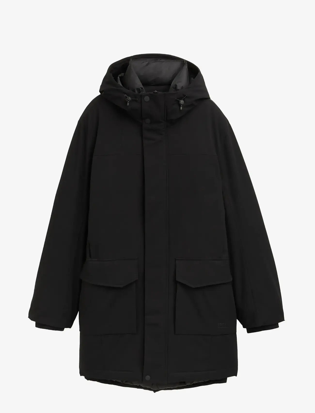 Tom Tailor - tech hooded parka - overtøj - black - 0